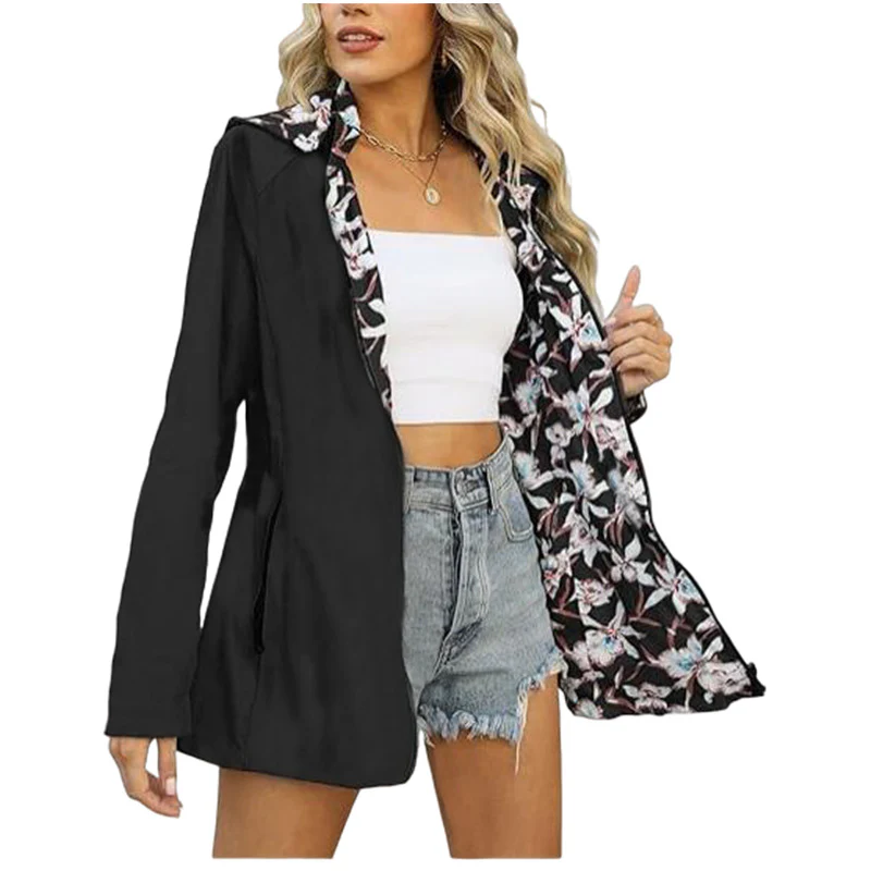 Damen leichte Übergangsjacke mit floralem Innenfutter Heidi-Mode - Image 7