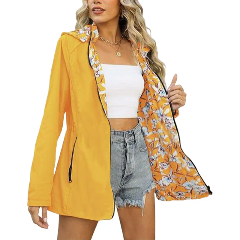 Damen leichte Übergangsjacke mit floralem Innenfutter Heidi-Mode - Image 8