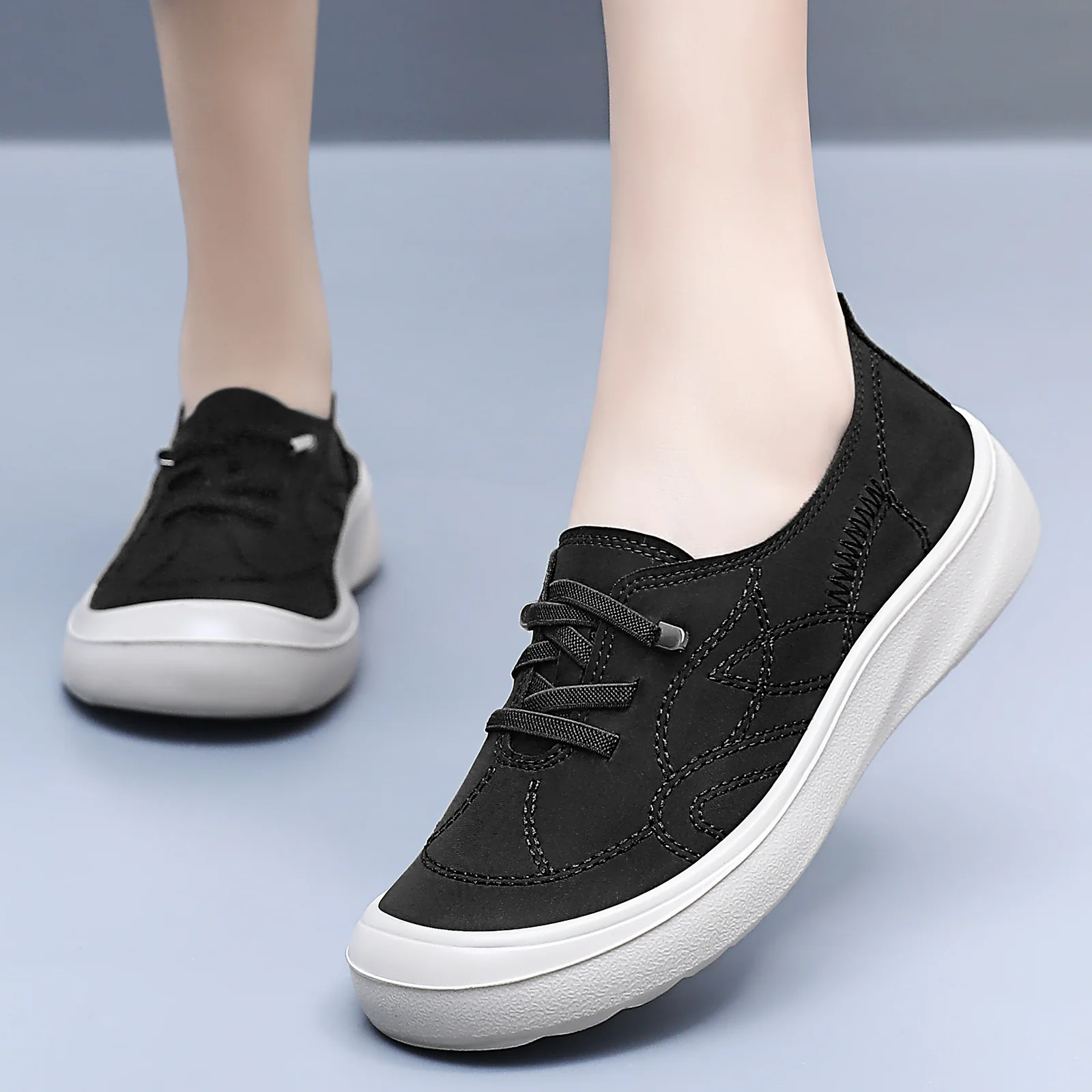 Damen Leichte und atmungsaktive Sneakers mit elastischen Schnürsenkeln Heidi Mode - Image 2