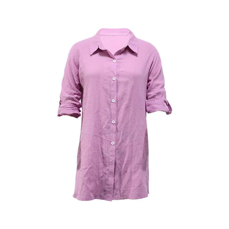 Damen Leinenbluse mit Lässigem Schnitt und Umschlagbaren Ärmeln Heidi-Mode - Image 5