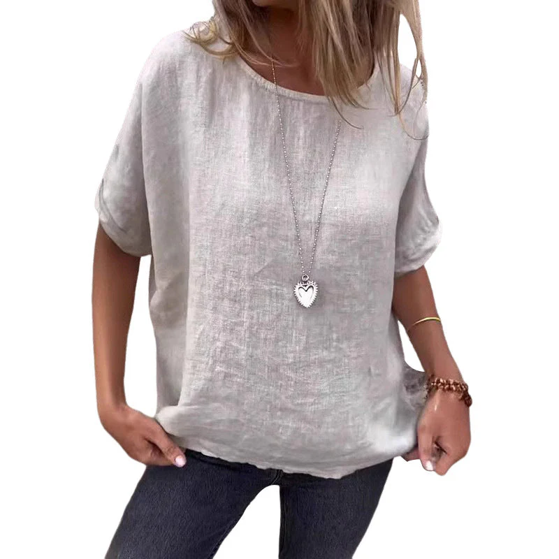 Damen Leinenbluse mit Lockerem Schnitt und Modischen Halbärmeln Heidi-Mode - Image 5