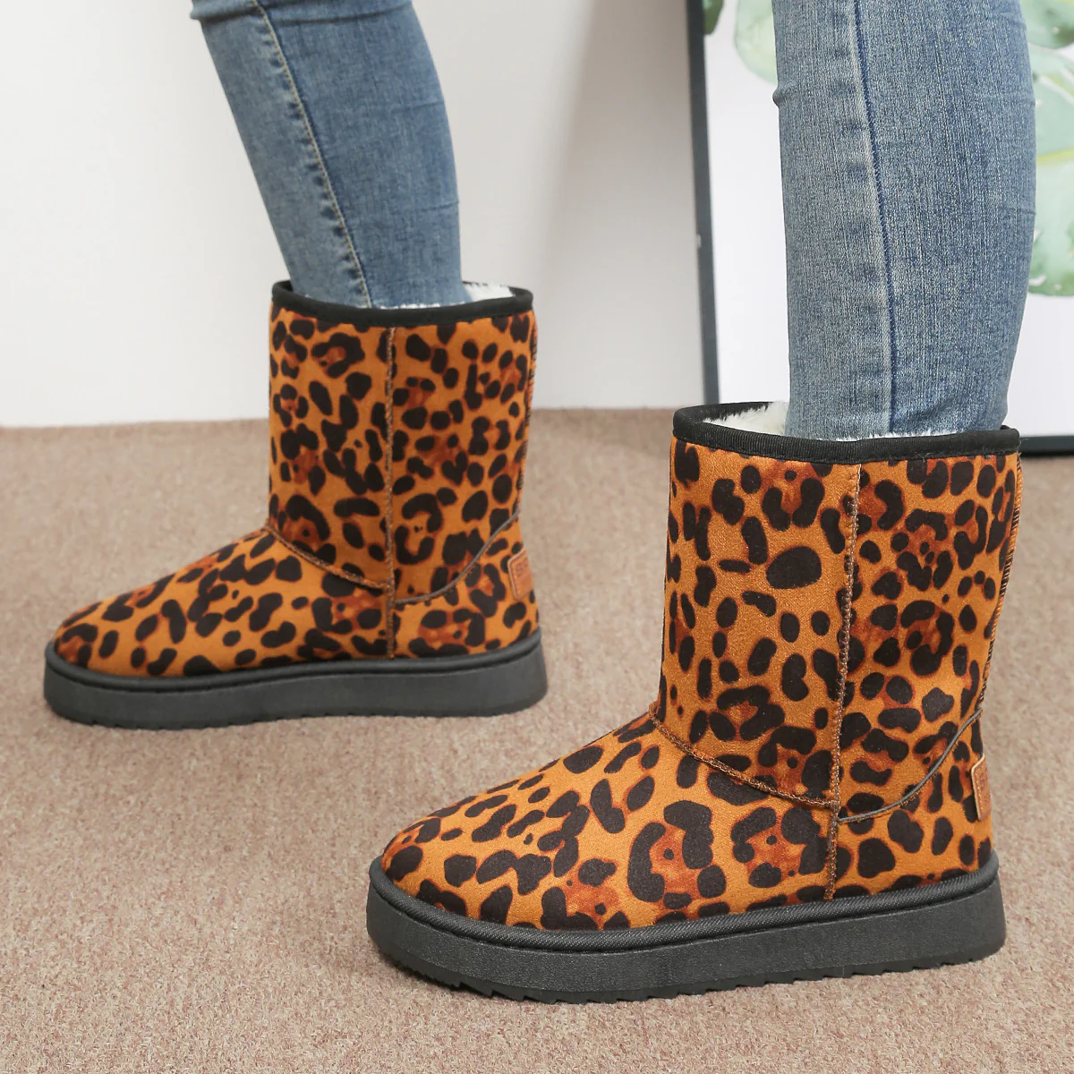 Damen Leopardmuster Winterboots mit kuscheligem Futter Heidi Mode - Image 3