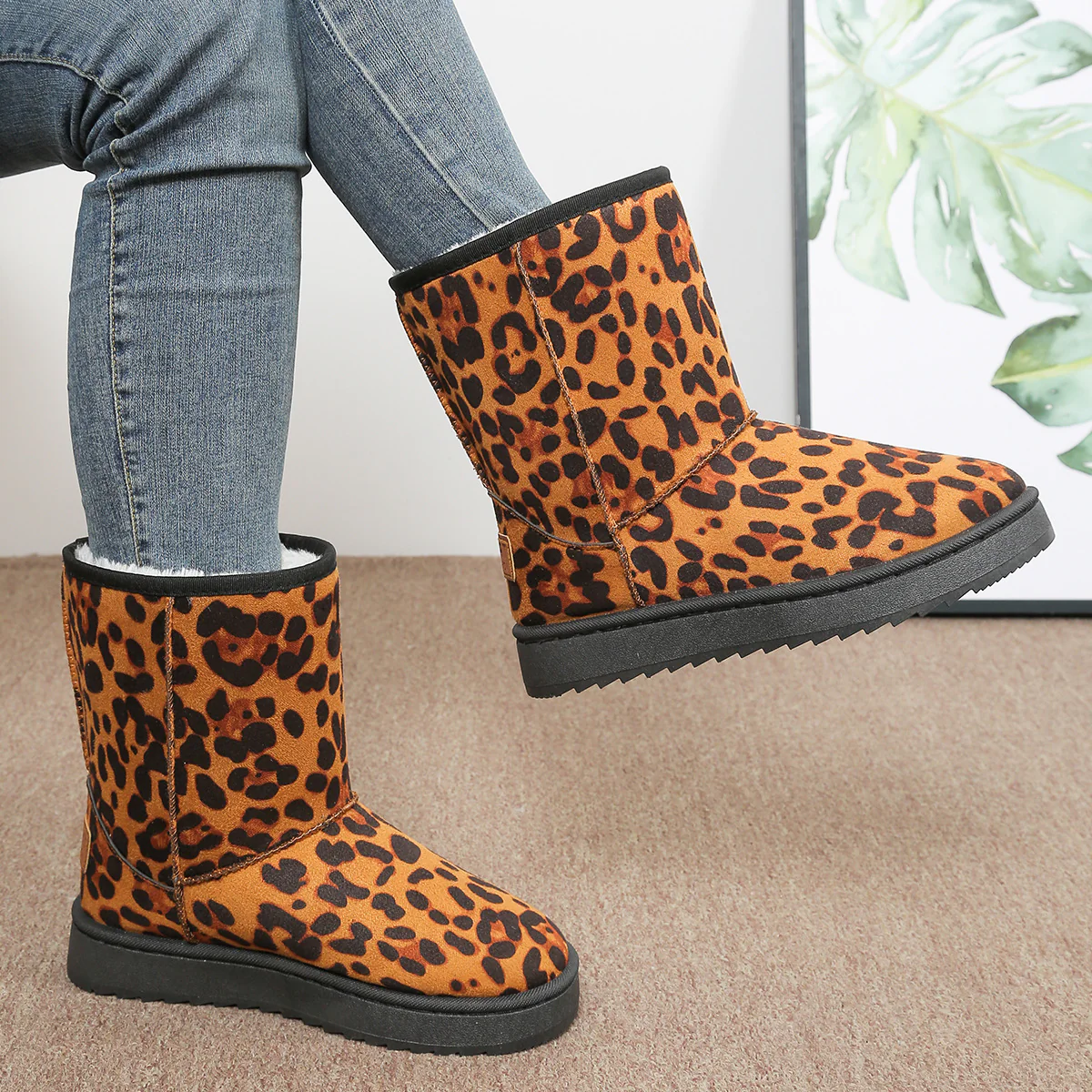 Damen Leopardmuster Winterboots mit kuscheligem Futter Heidi Mode - Image 4