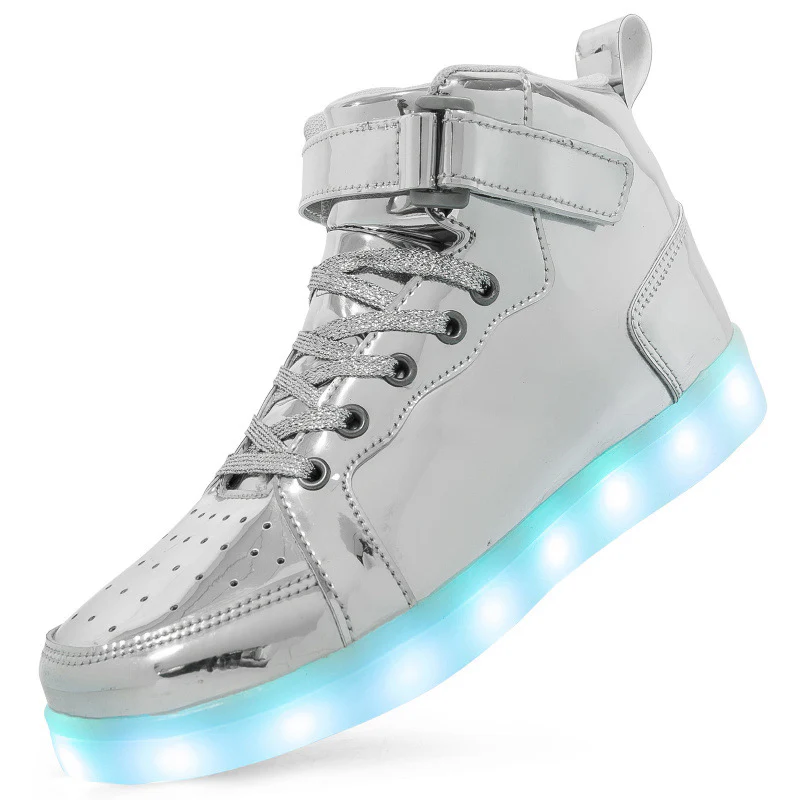 Damen Leuchtende High-Top Sneakers mit verstellbarem Riemen und glossy Oberfläche Heidi Mode - Image 4