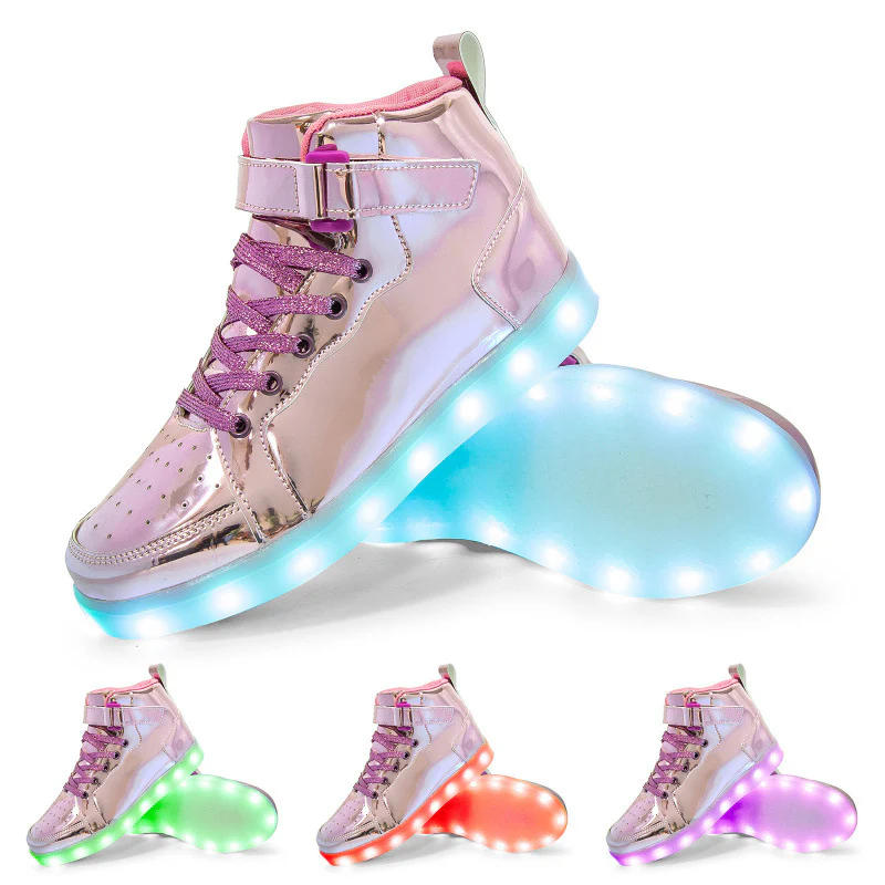 Damen Leuchtende High-Top Sneakers mit verstellbarem Riemen und glossy Oberfläche Heidi Mode - Image 6