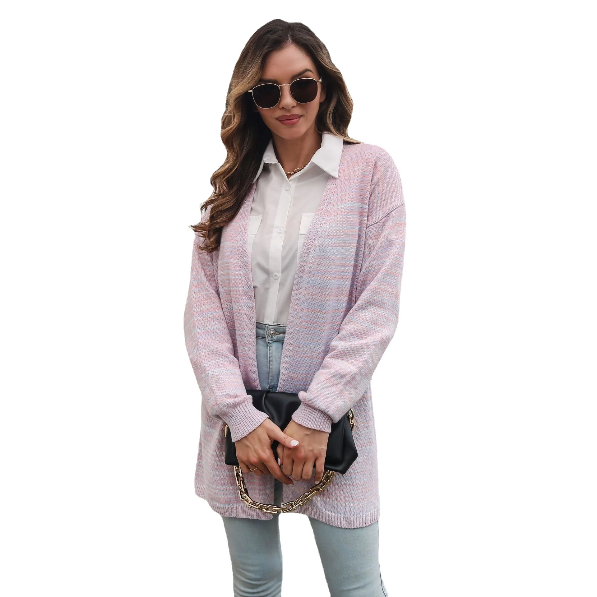 Damen lockere Strickjacke mit modischem Streifenmuster Heidi-Mode - Image 5