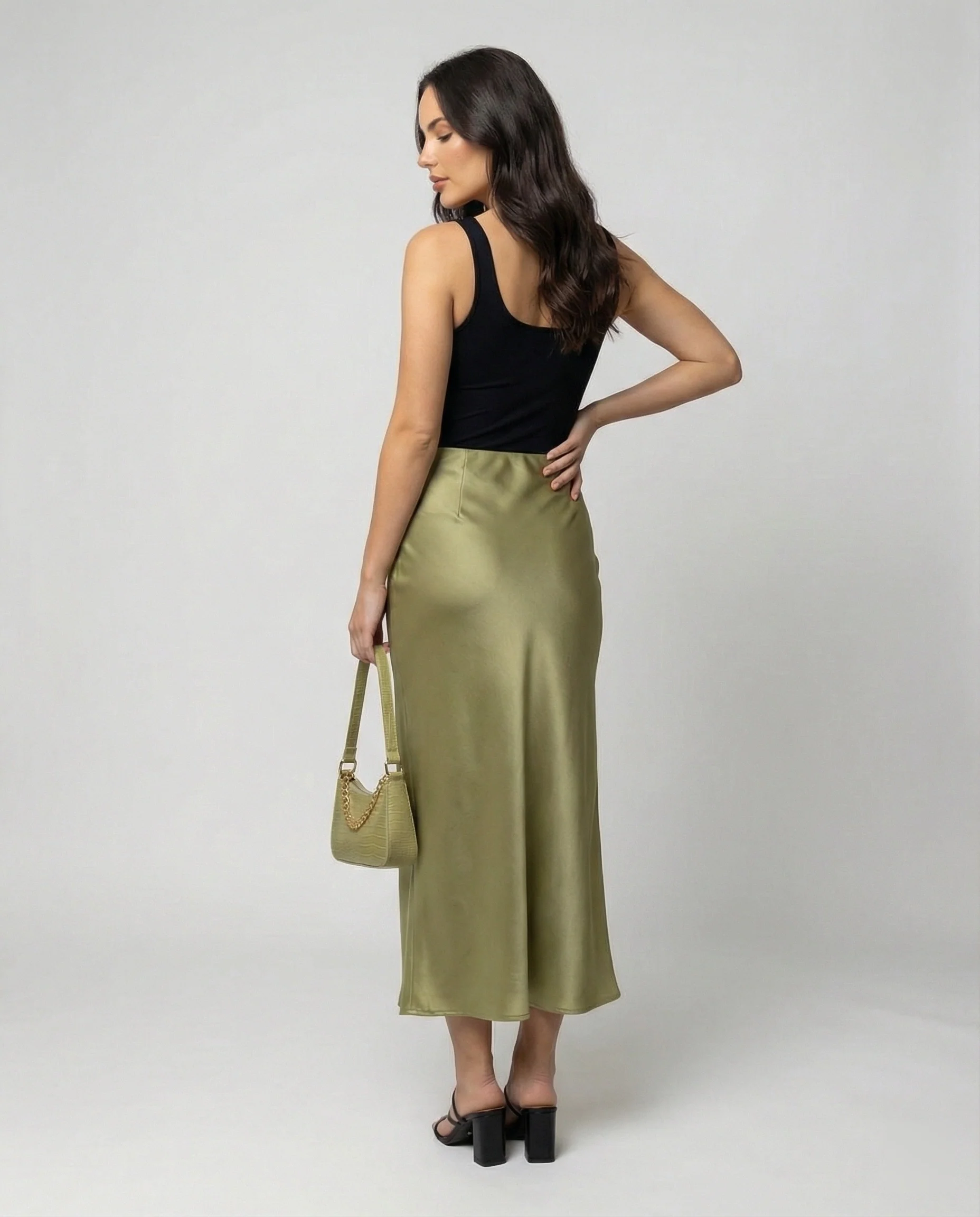 Damen Longskirt aus glattem Satin von Heidi Mode - Image 12