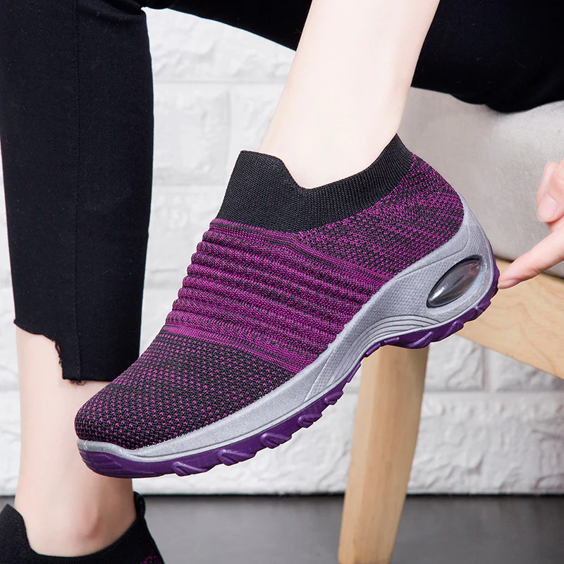 Damen Luftgepolsterte Sneakers mit elastischem Strickoberteil Heidi Mode - Image 2
