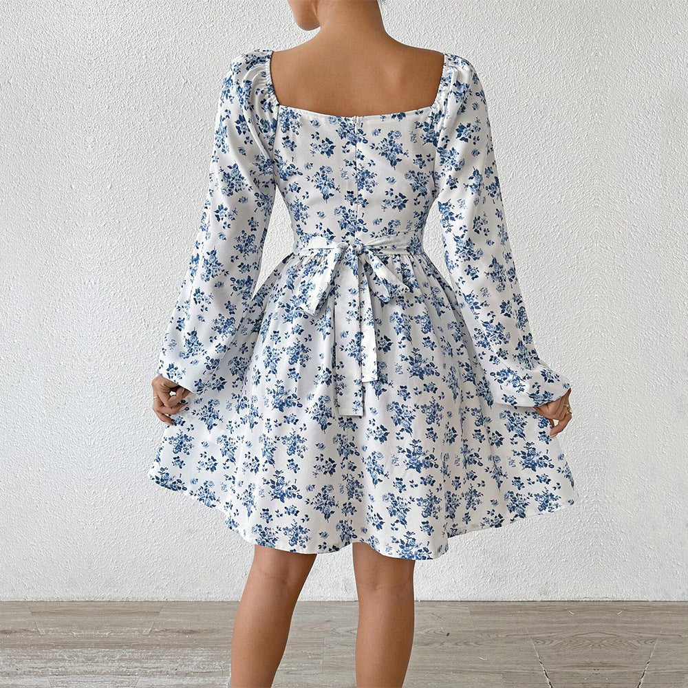 Damen Luftiger Blumenkleid mit Eleganter Raffung und Langen Ärmeln Heidi-Mode - Image 2