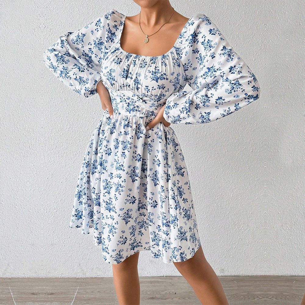 Damen Luftiger Blumenkleid mit Eleganter Raffung und Langen Ärmeln Heidi-Mode - Image 3