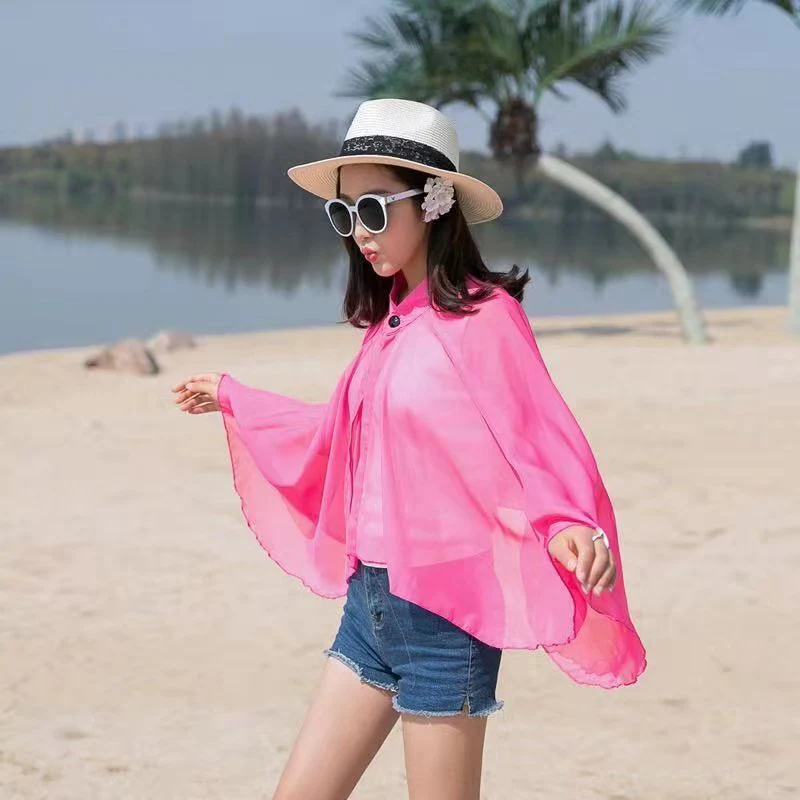 Damen Luftiger Chiffon-Kimono mit Weit Ausgestellten Ärmeln Heidi-Mode - Image 4