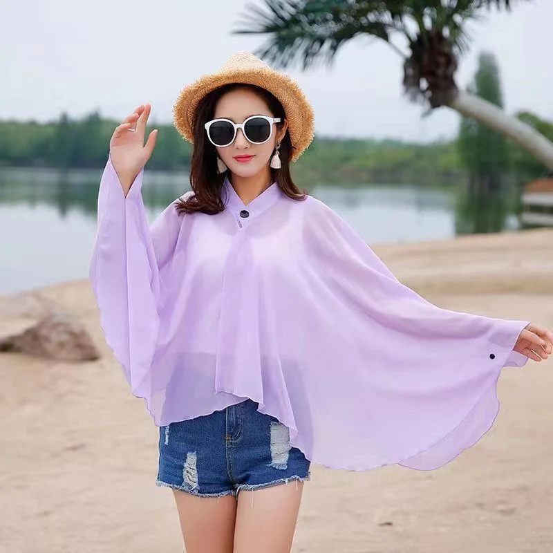 Damen Luftiger Chiffon-Kimono mit Weit Ausgestellten Ärmeln Heidi-Mode - Image 9