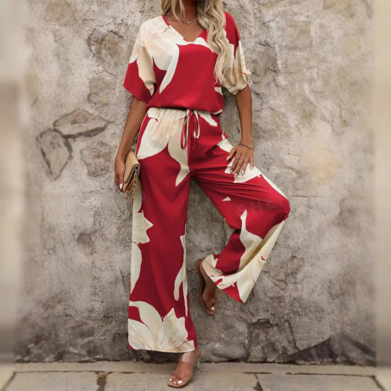 Damen luftiger Hosenanzug mit floralem Print und elastischem Bund Heidi-Mode - Image 4