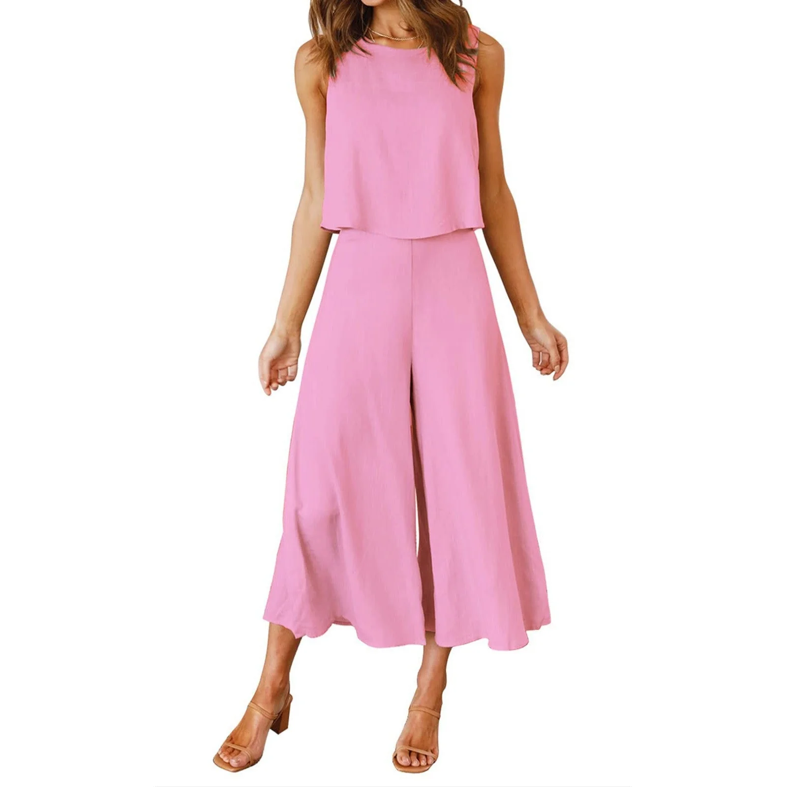 Damen Luftiger Jumpsuit mit Schwingendem Bein und Ärmellosem Design Heidi-Mode - Image 10