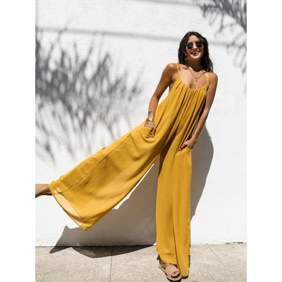 Damen Luftiger Jumpsuit mit Weitem Schnitt und Verstellbaren Trägern Heidi-Mode - Image 3