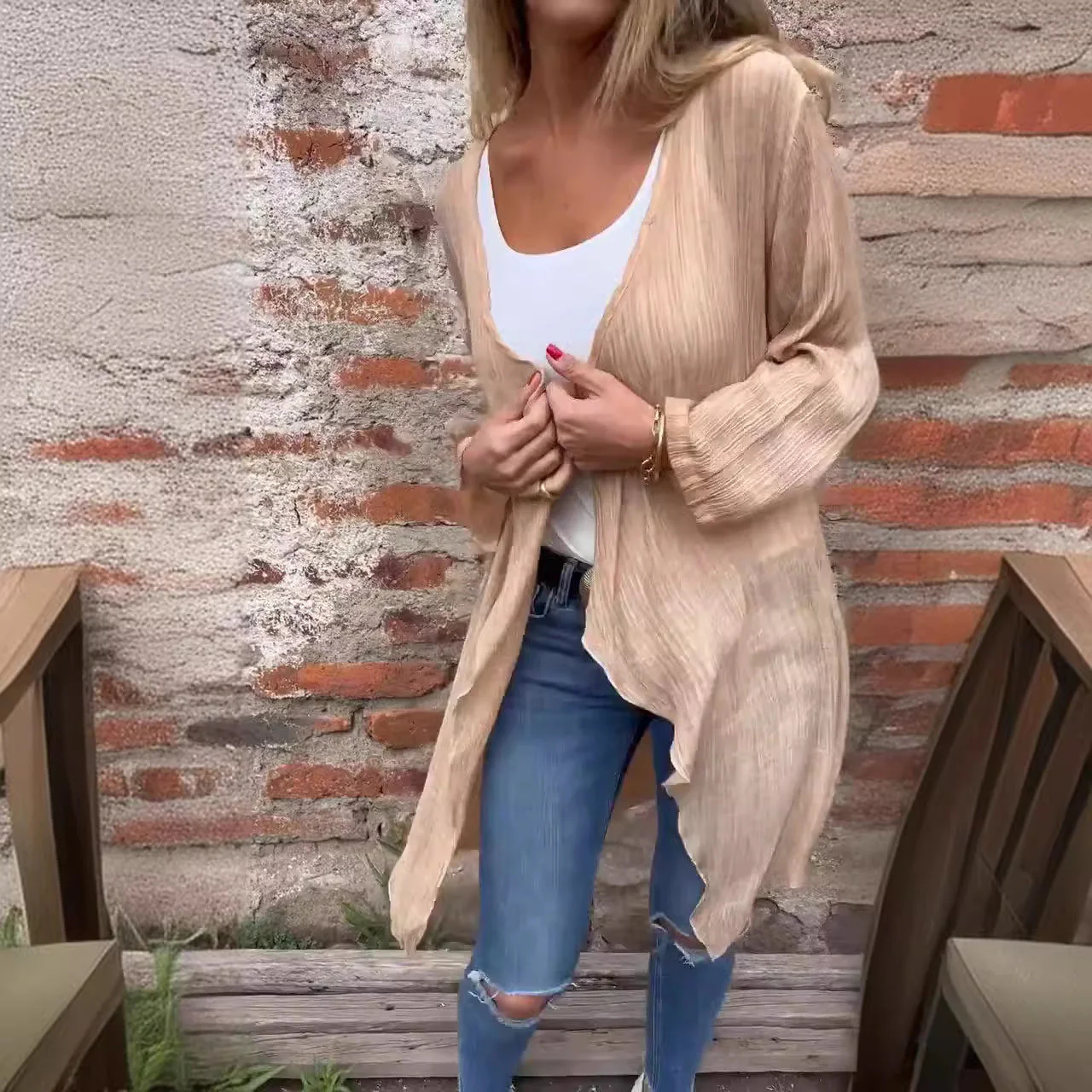 Damen Luftiger Open-Front Kimono Heidi-Mode - Image 3