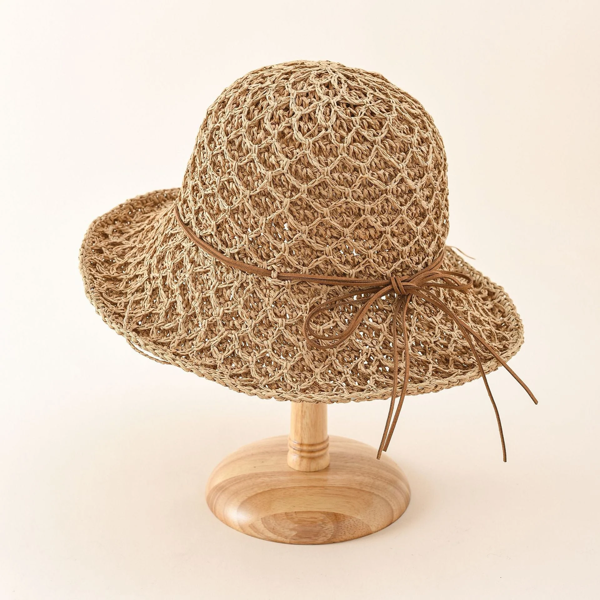 Damen Luftiger Strohhut mit Feiner Netzstruktur und Elegantem Kordelzug Heidi-Mode - Image 3