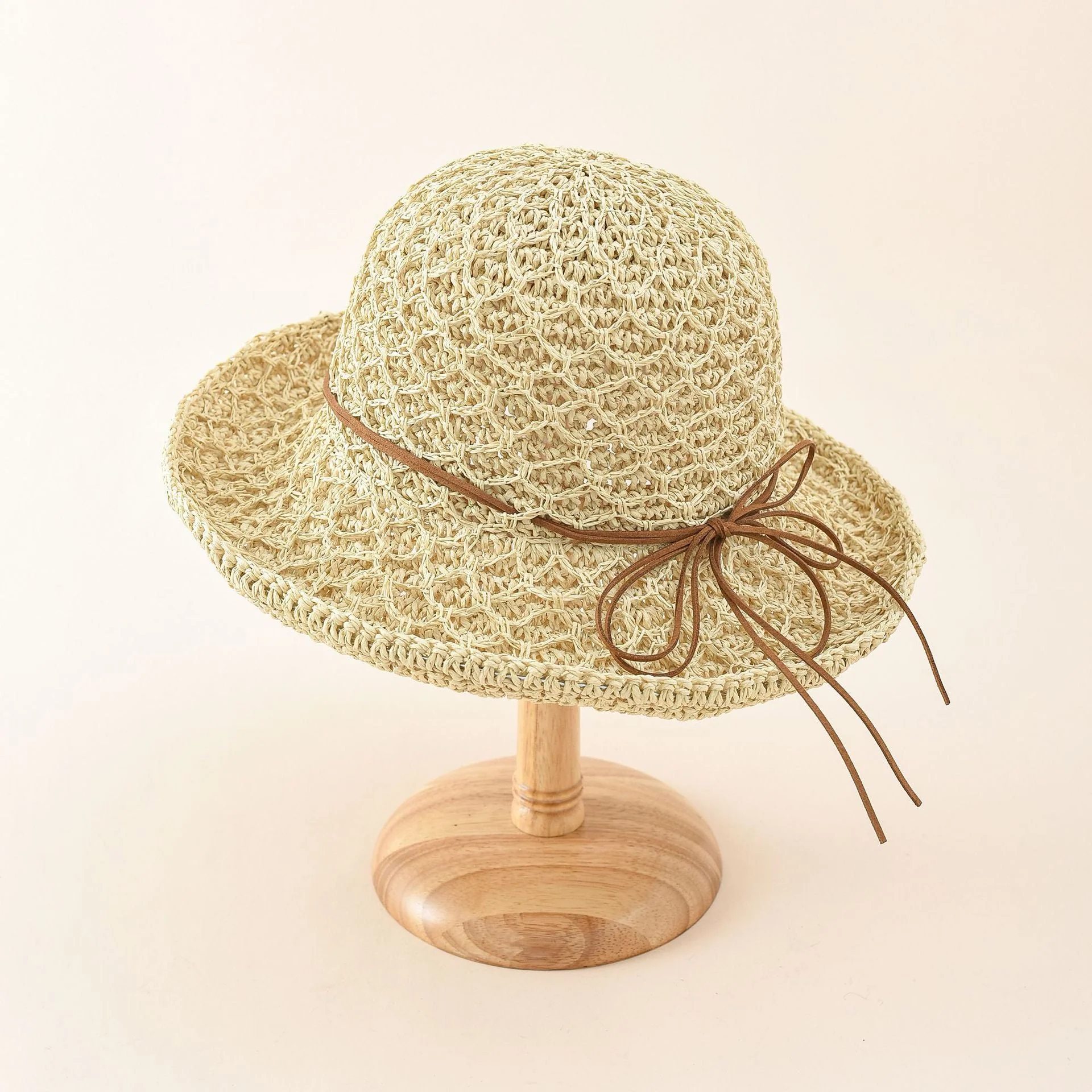 Damen Luftiger Strohhut mit Feiner Netzstruktur und Elegantem Kordelzug Heidi-Mode - Image 6
