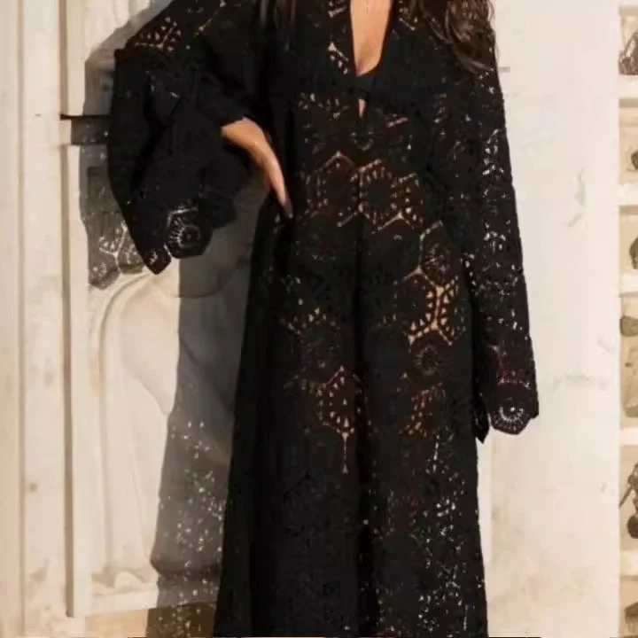 Damen Luftiges Häkelkleid mit Weiten Ärmeln Heidi-Mode - Image 3