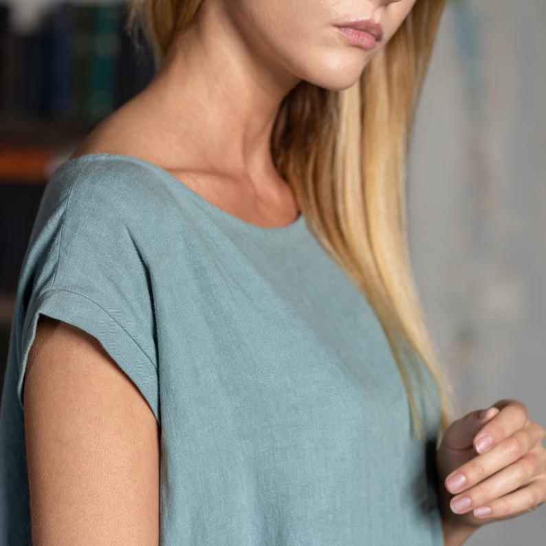 Damen Luftiges Leinen-Midikleid mit Tailliertem Schnitt und Voluminösem Saum Heidi-Mode - Image 4