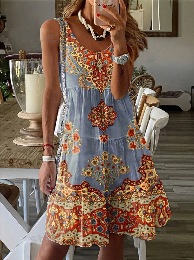 Damen Luftiges Sommerkleid mit Charmantem Print und Fließendem Schnitt Heidi-Mode - Image 6