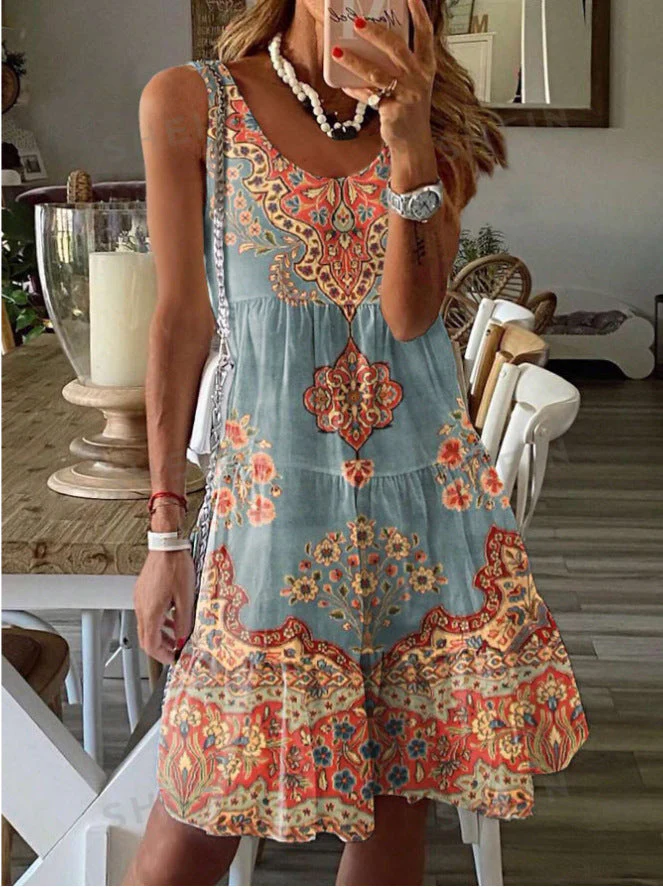 Damen Luftiges Sommerkleid mit Charmantem Print und Fließendem Schnitt Heidi-Mode - Image 7