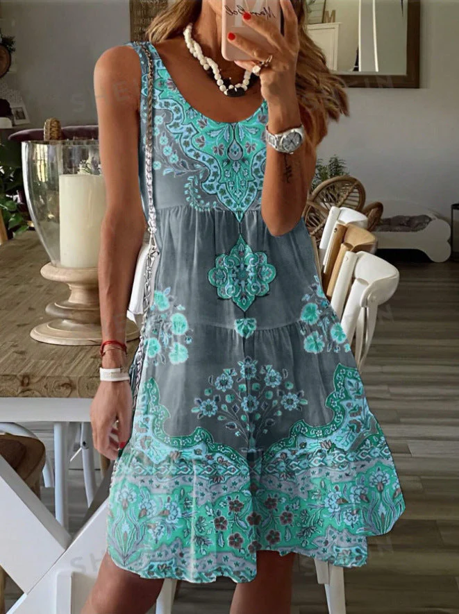Damen Luftiges Sommerkleid mit Charmantem Print und Fließendem Schnitt Heidi-Mode - Image 9