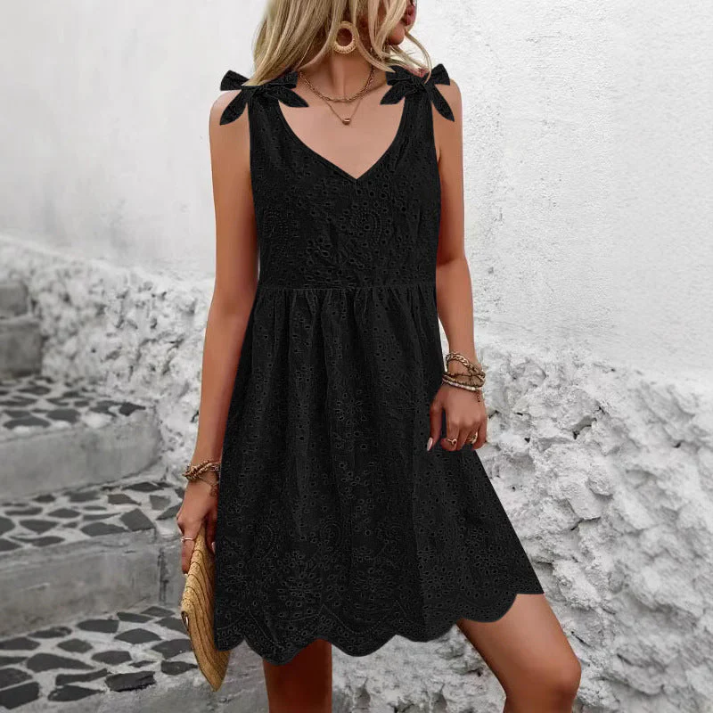 Damen Luftiges Sommerkleid mit Dekorativem Lochmuster und Süßen Trägern Heidi-Mode - Image 2