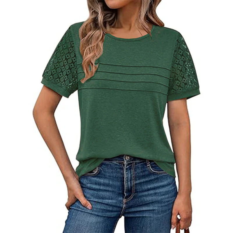 Damen luftiges T-Shirt mit attraktiven Häkelärmeln Heidi-Mode - Image 10