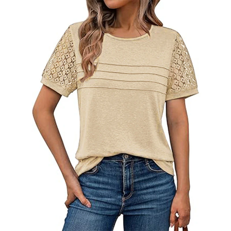 Damen luftiges T-Shirt mit attraktiven Häkelärmeln Heidi-Mode - Image 9