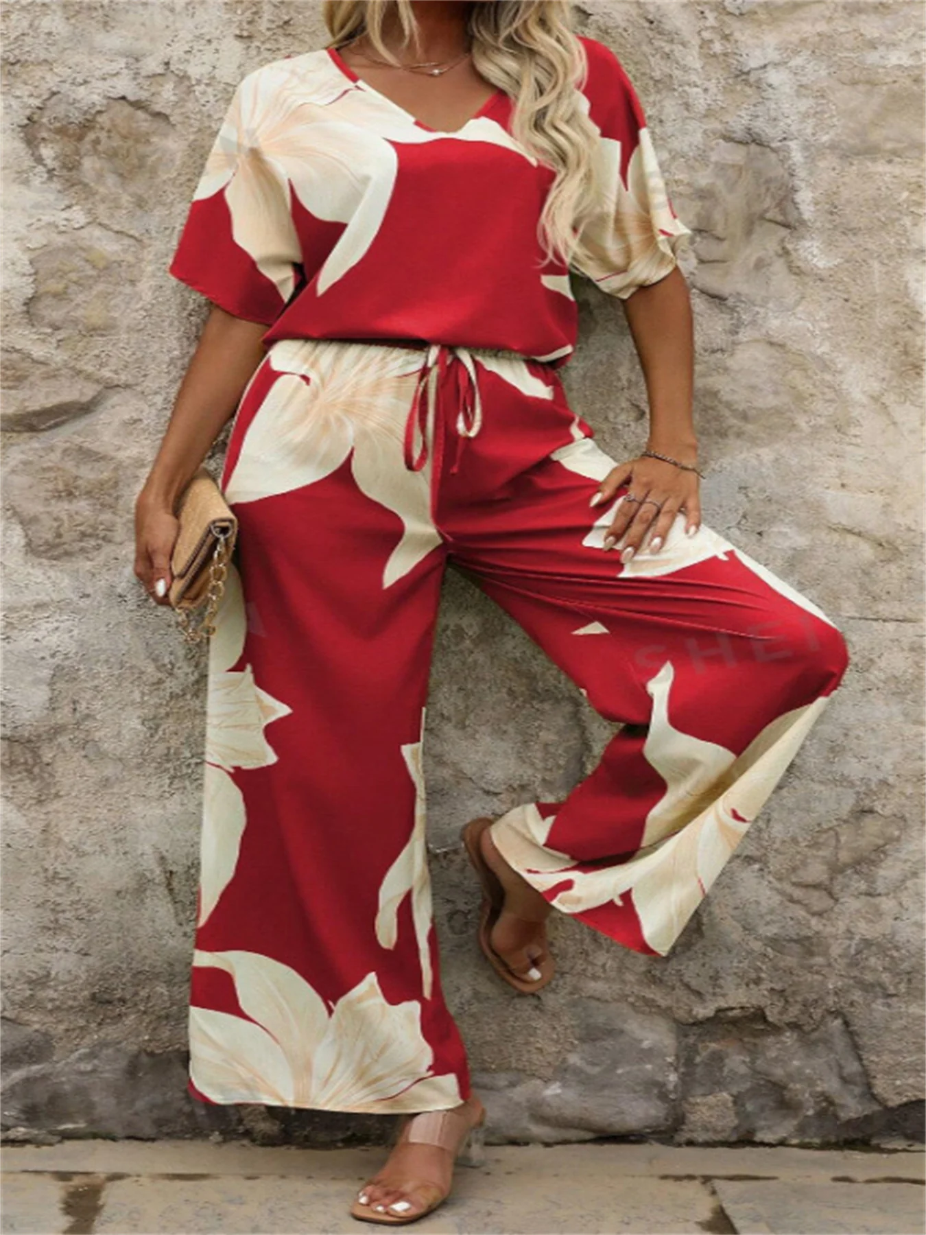 Damen Luftiges Zweiteiliges Set mit floralem Design und weitem Schnitt Heidi-Mode - Image 7