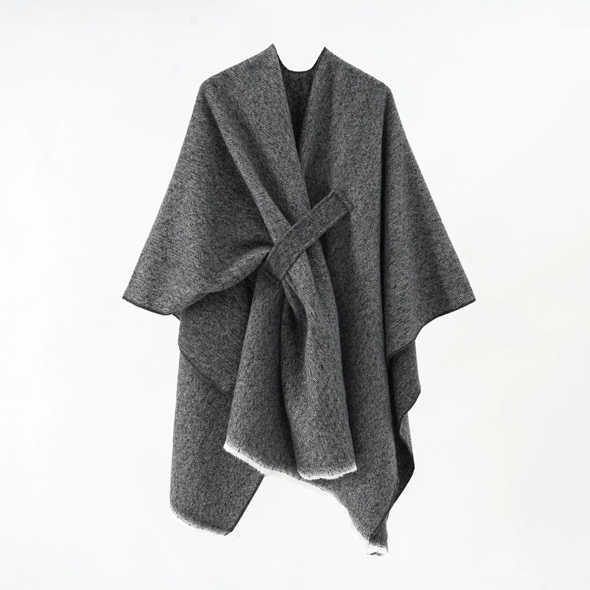 Damen Luxuriöser Oversize Poncho Aus Hochwertigem Mischgewebe Heidi-Mode - Image 5