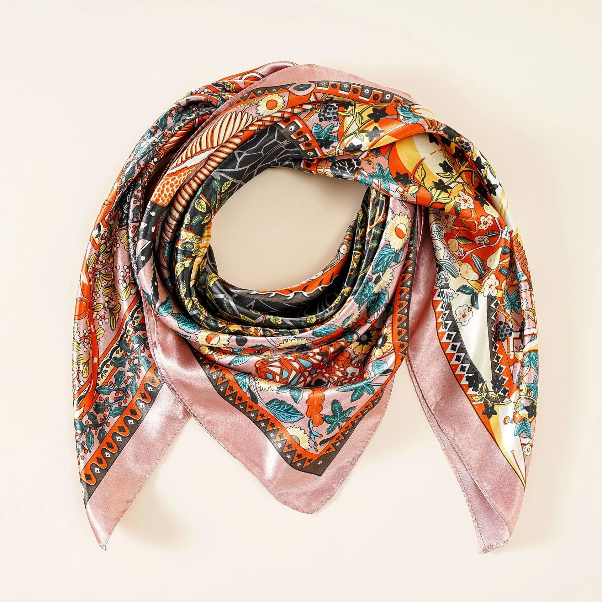 Damen Luxuriöser Seidenschal mit Kunstvollem Floralen Design und Schimmerndem Glanz Heidi-Mode - Image 6