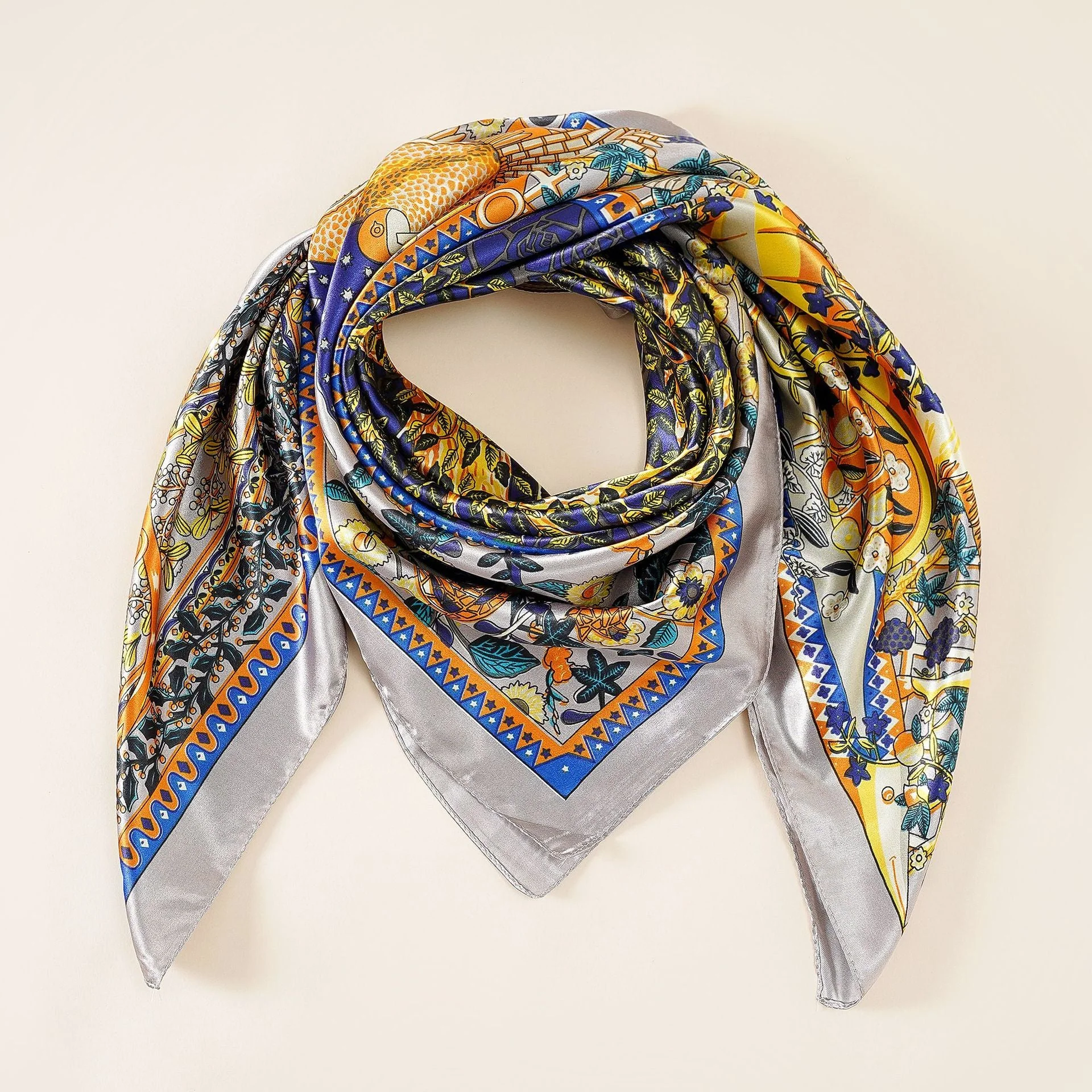 Damen Luxuriöser Seidenschal mit Kunstvollem Floralen Design und Schimmerndem Glanz Heidi-Mode - Image 7
