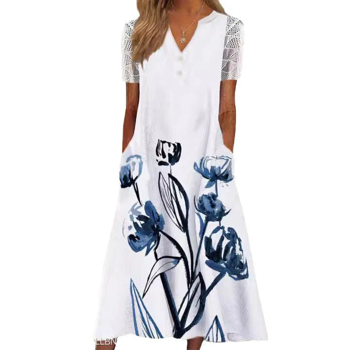 Damen Maxi-Kleid mit Floralem Design und Praktischem Knopfverschluss Heidi-Mode - Image 4