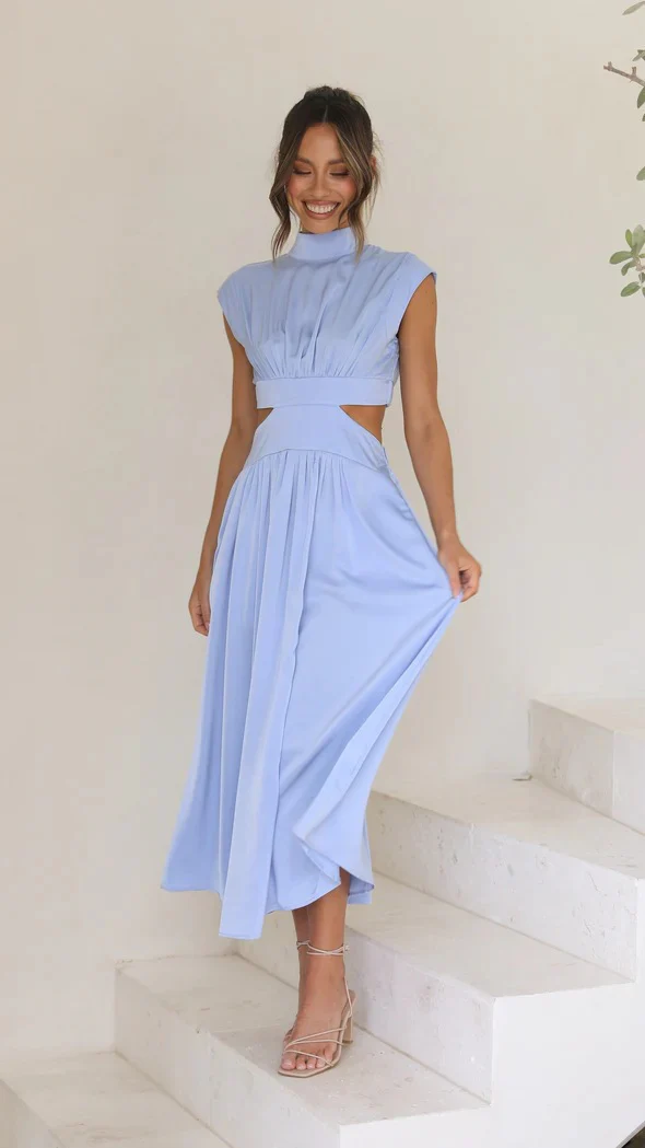 Damen Maxi-Kleid mit schickem Stehkragen und elegantem Cut-Out Heidi-Mode - Image 10