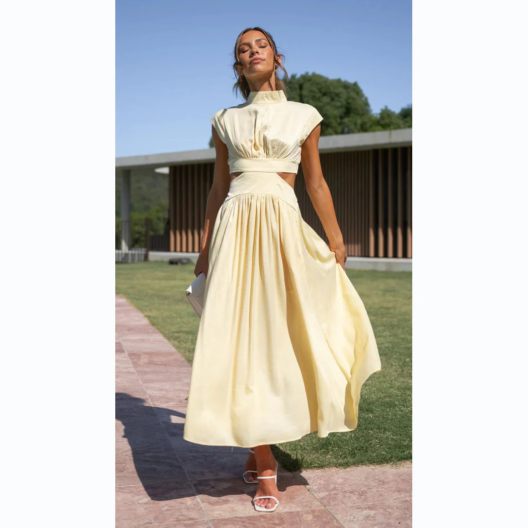 Damen Maxi-Kleid mit schickem Stehkragen und elegantem Cut-Out Heidi-Mode - Image 7