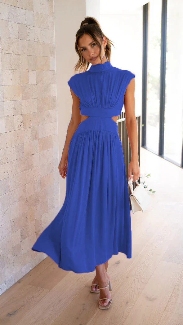 Damen Maxi-Kleid mit schickem Stehkragen und elegantem Cut-Out Heidi-Mode - Image 9