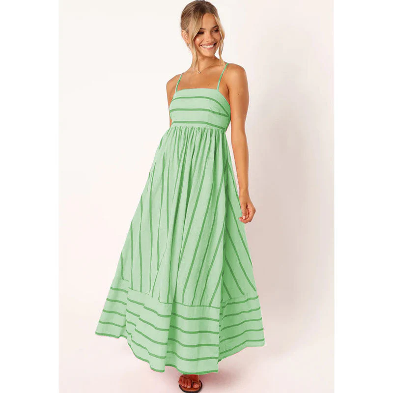 Damen Maxikleid Aus Gestreiftem Baumwollstoff Heidi-Mode - Image 8