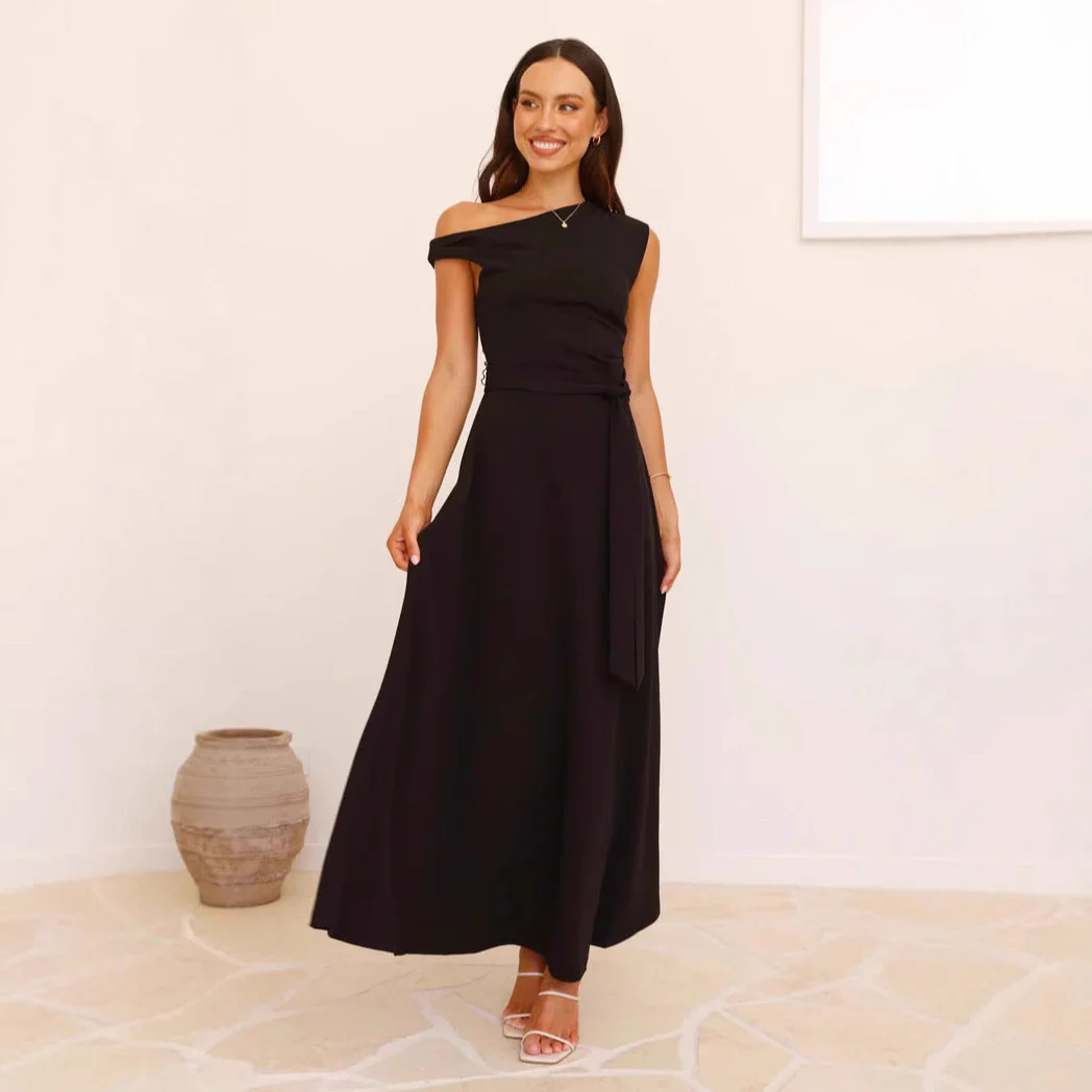 Damen Maxikleid mit Asymmetrischem Schnitt und Eleganter Drapierung Heidi-Mode - Image 2
