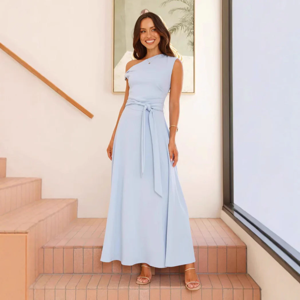 Damen Maxikleid mit Asymmetrischem Schnitt und Eleganter Drapierung Heidi-Mode - Image 4