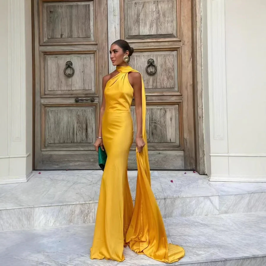 Damen Maxikleid mit Asymmetrischem Schnitt und Fließendem Stoff Heidi-Mode - Image 3