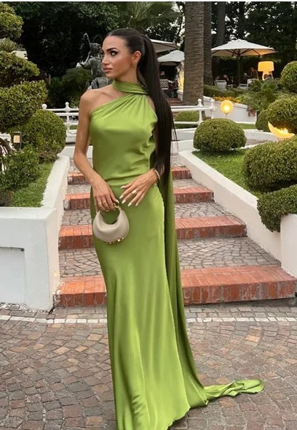 Damen Maxikleid mit Asymmetrischem Schnitt und Fließendem Stoff Heidi-Mode - Image 5