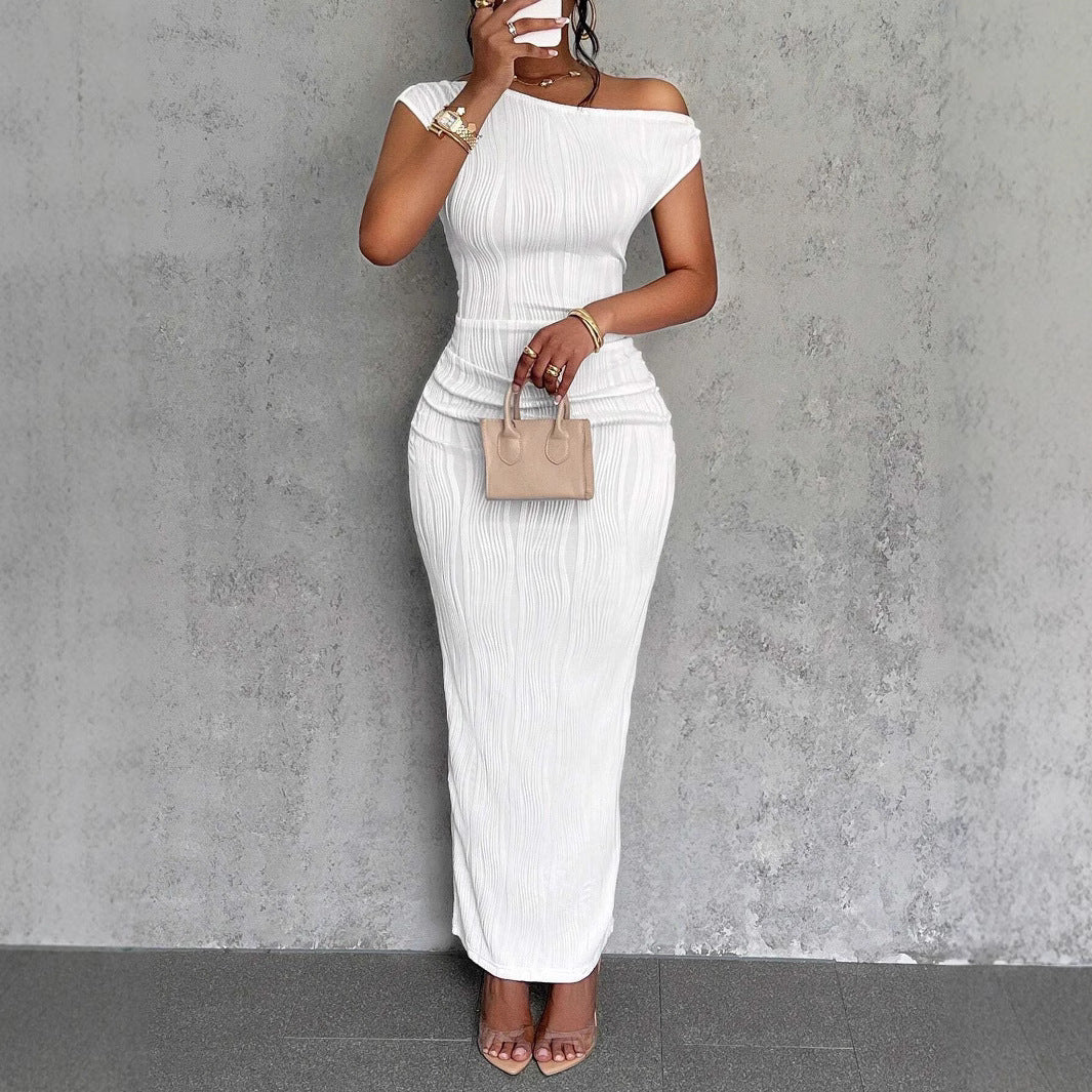 Damen Maxikleid mit Asymmetrischem Schnitt und Markanter Rippstruktur Heidi-Mode - Image 2