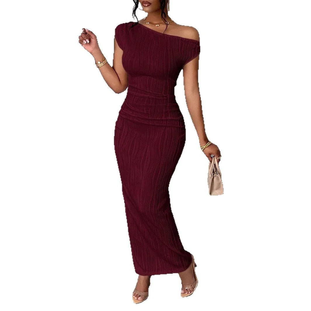 Damen Maxikleid mit Asymmetrischem Schnitt und Markanter Rippstruktur Heidi-Mode - Image 5
