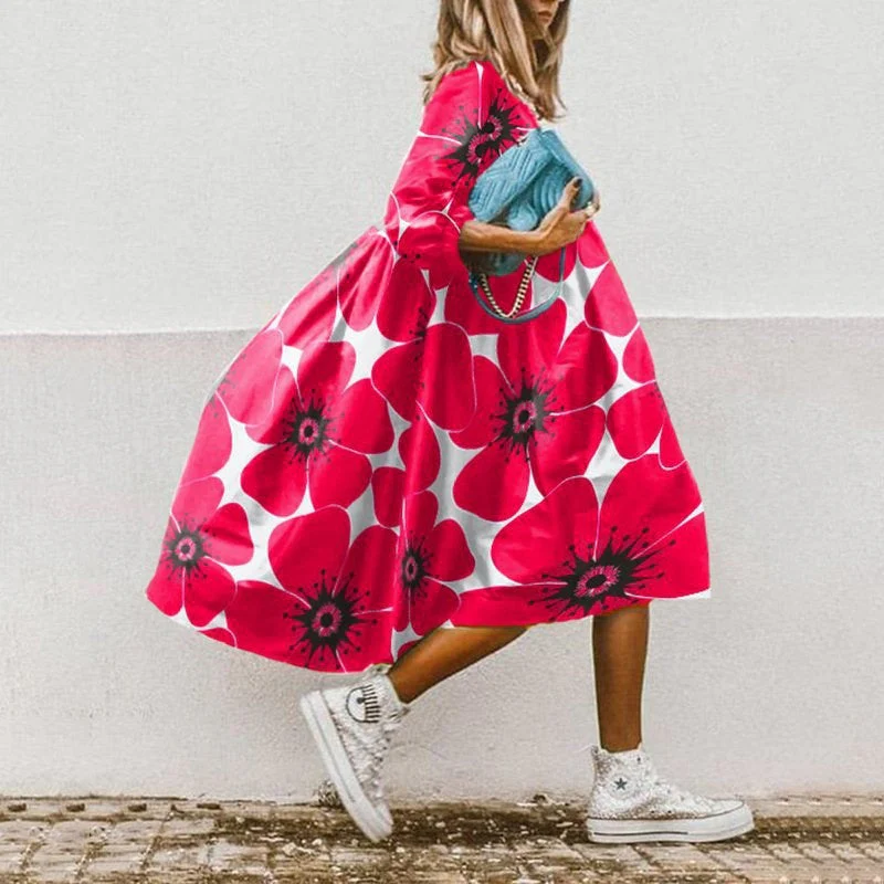 Damen Maxikleid mit Blumenmotivierten Details und Schwingendem Saum Heidi-Mode - Image 9