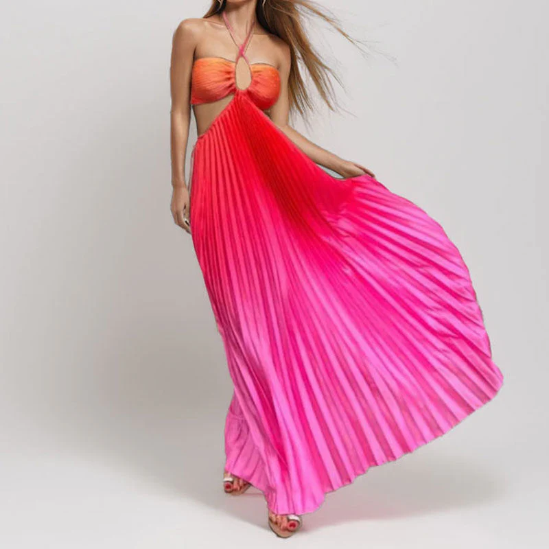 Damen Maxikleid mit Cut-Out-Details und Plisseefalten Heidi-Mode - Image 8