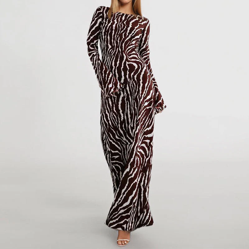 Damen Maxikleid mit Einem Modernen Zebra-Print und Asymmetrischem Schnitt Heidi-Mode - Image 6