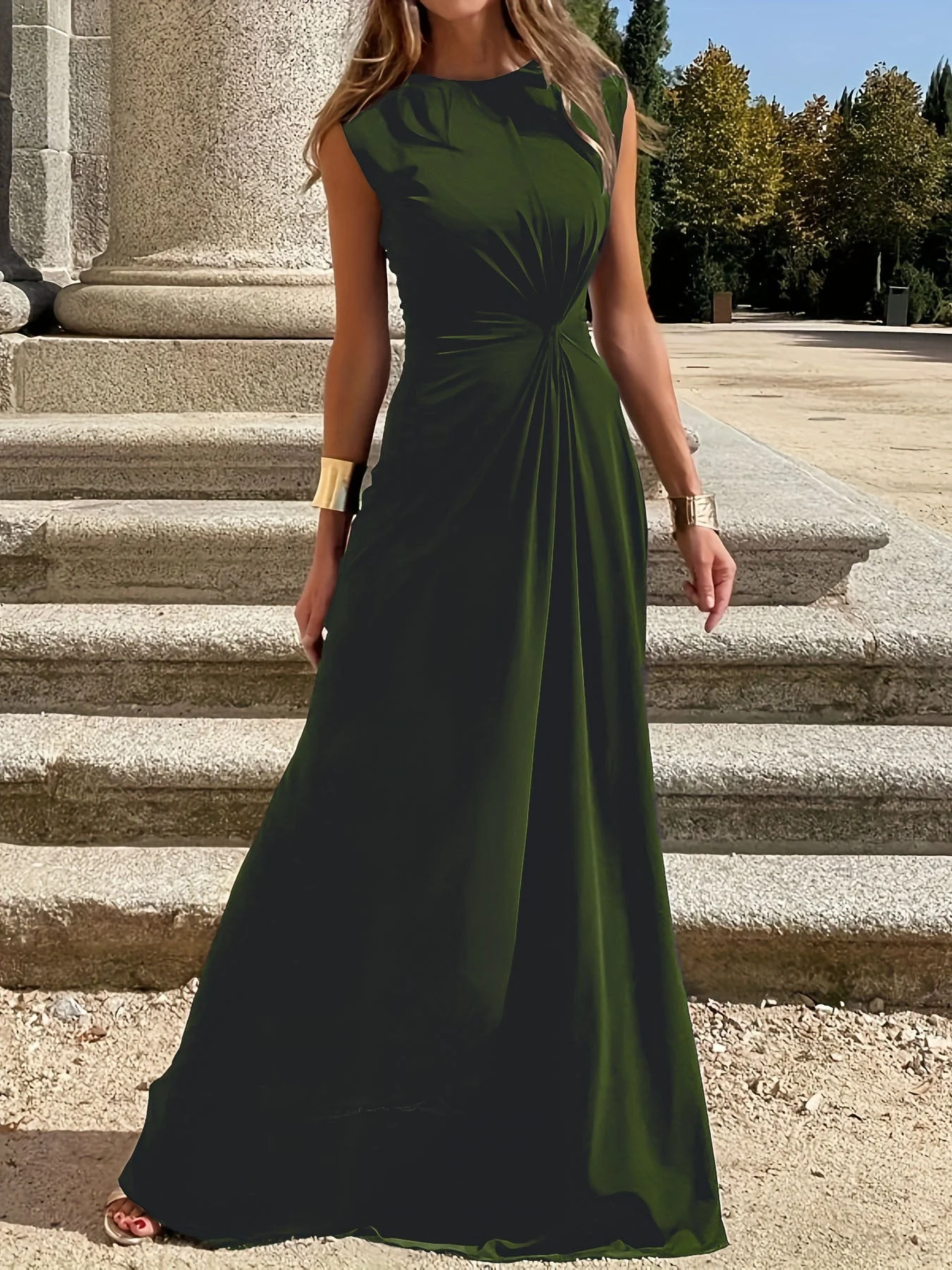 Damen Maxikleid mit Elegantem Knoten-Detail und Fließendem Schnitt Heidi-Mode - Image 8