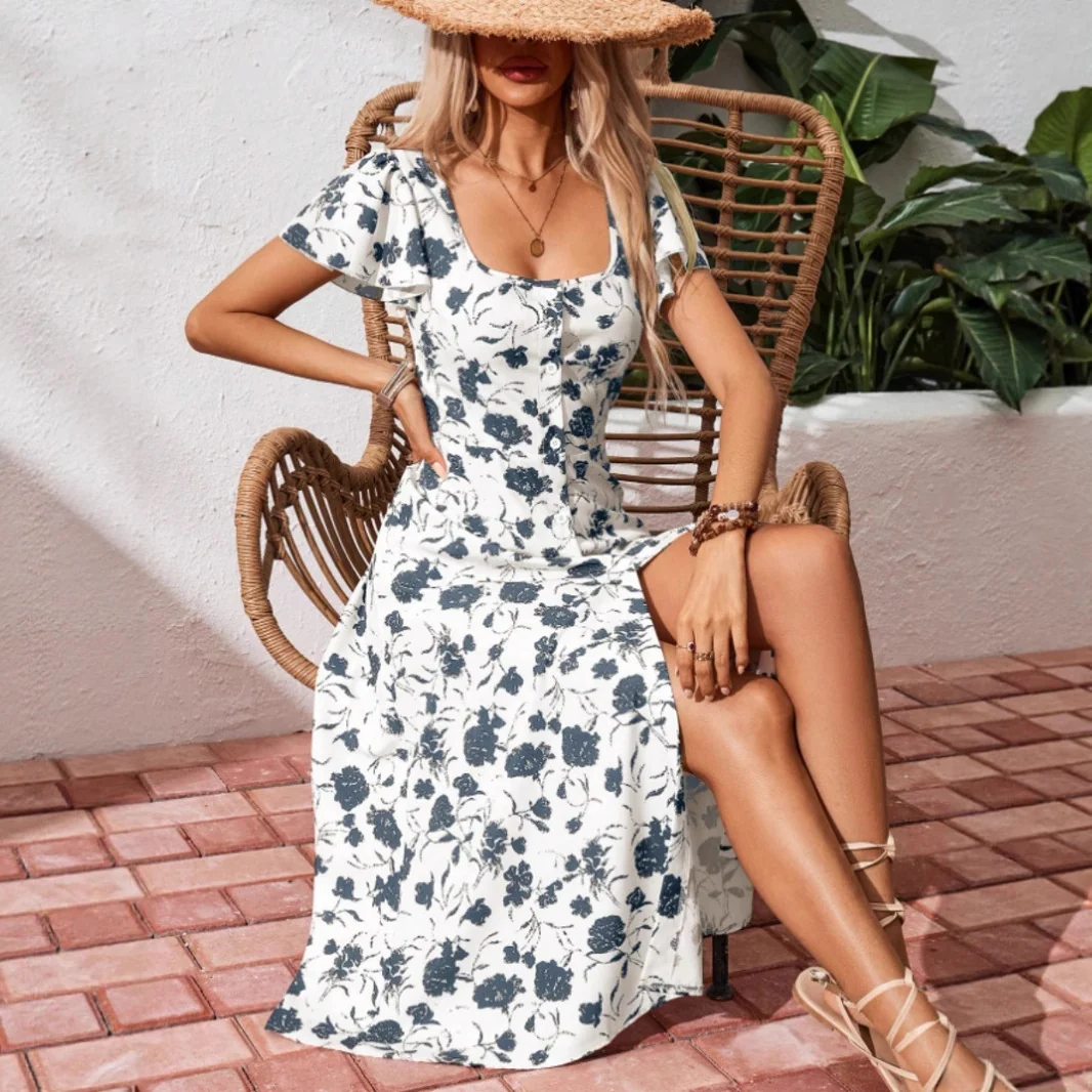 Damen Maxikleid mit elegantem Quadrat-Ausschnitt und charmanten Rüschendetails Heidi-Mode - Image 6